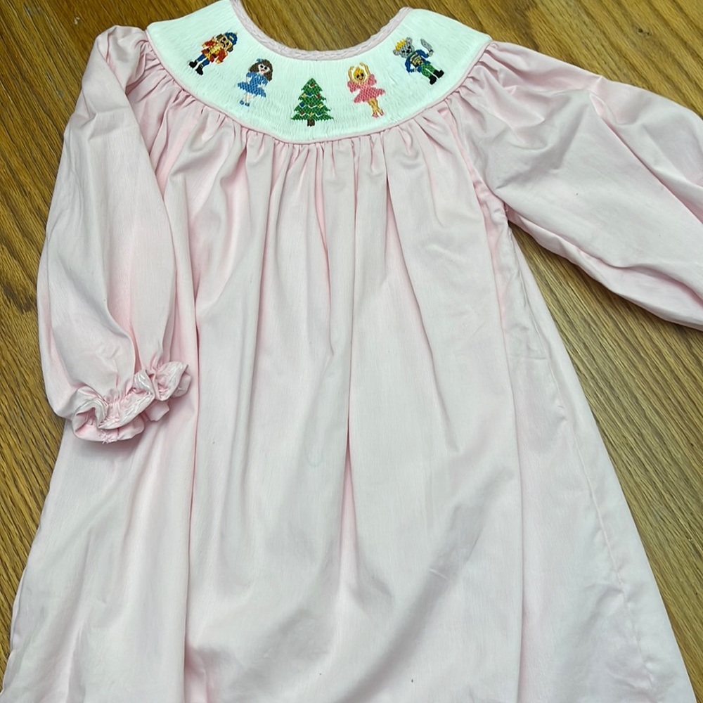 Pink Smocked Holiday Party Dress for Girls